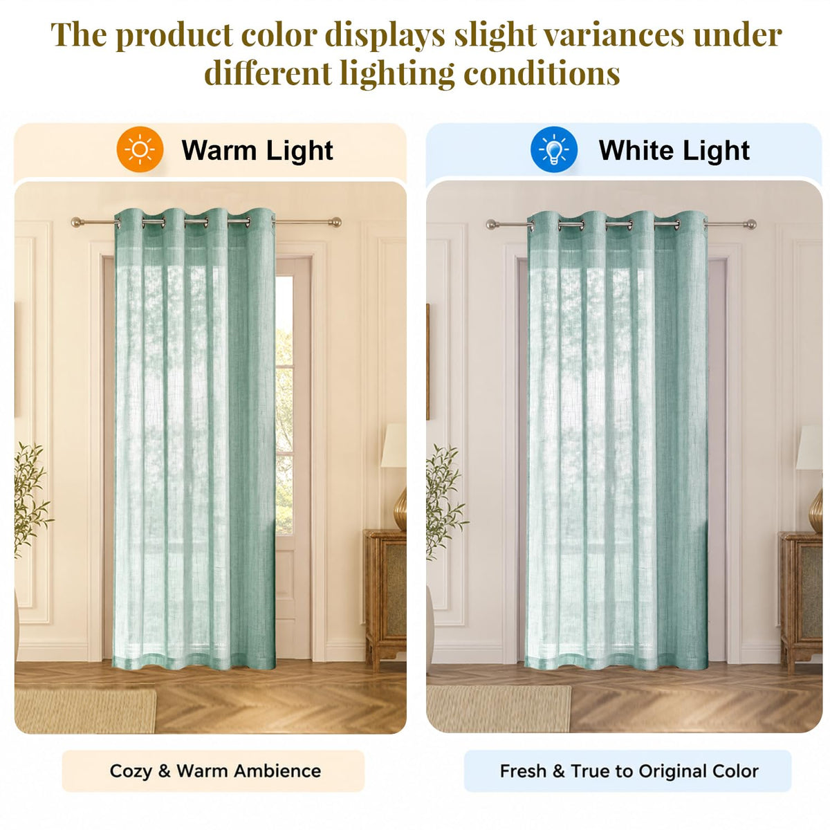 HOKIPO Breeze Sheer Curtains, 7 Feet Long - Aqua Green - image 5