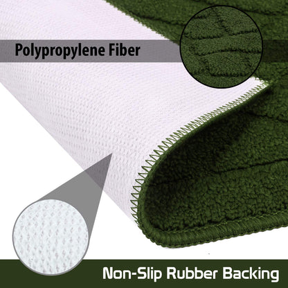 Entrance Door Inside and Outside Dirt Trapper Mat Polypropylene Fiber Anti-Slip Rubber Back Machine Washable Mat, Rectangular - 45 x 70 cm, Green