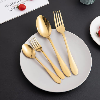 Gold Cutlery Set of 18 / 24 Pcs Stainless Steel Flatware Set, Mirror Finish with Gift Box