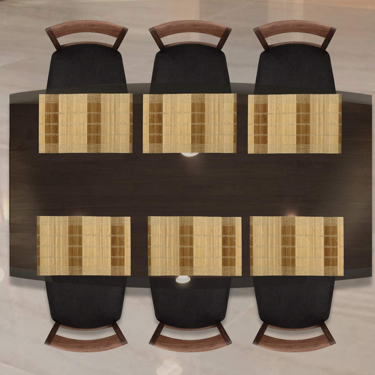 Buy Rectangle reversible bamboo dining table mats set of 6 | Hokipo