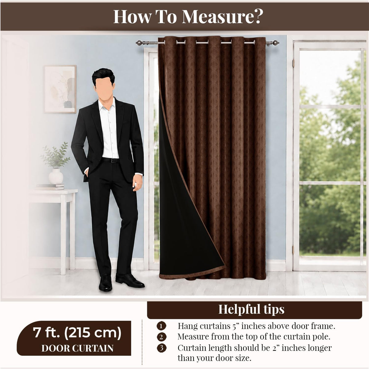 HOKIPO Palmea True Blackout Curtains, 7 Feet Long - Mocha Brown - image 8
