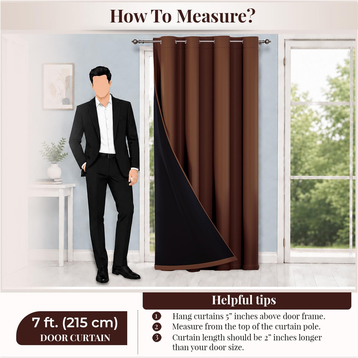 HOKIPO Midnight True Blackout Curtains, 7 Feet Long - Brown - image 6
