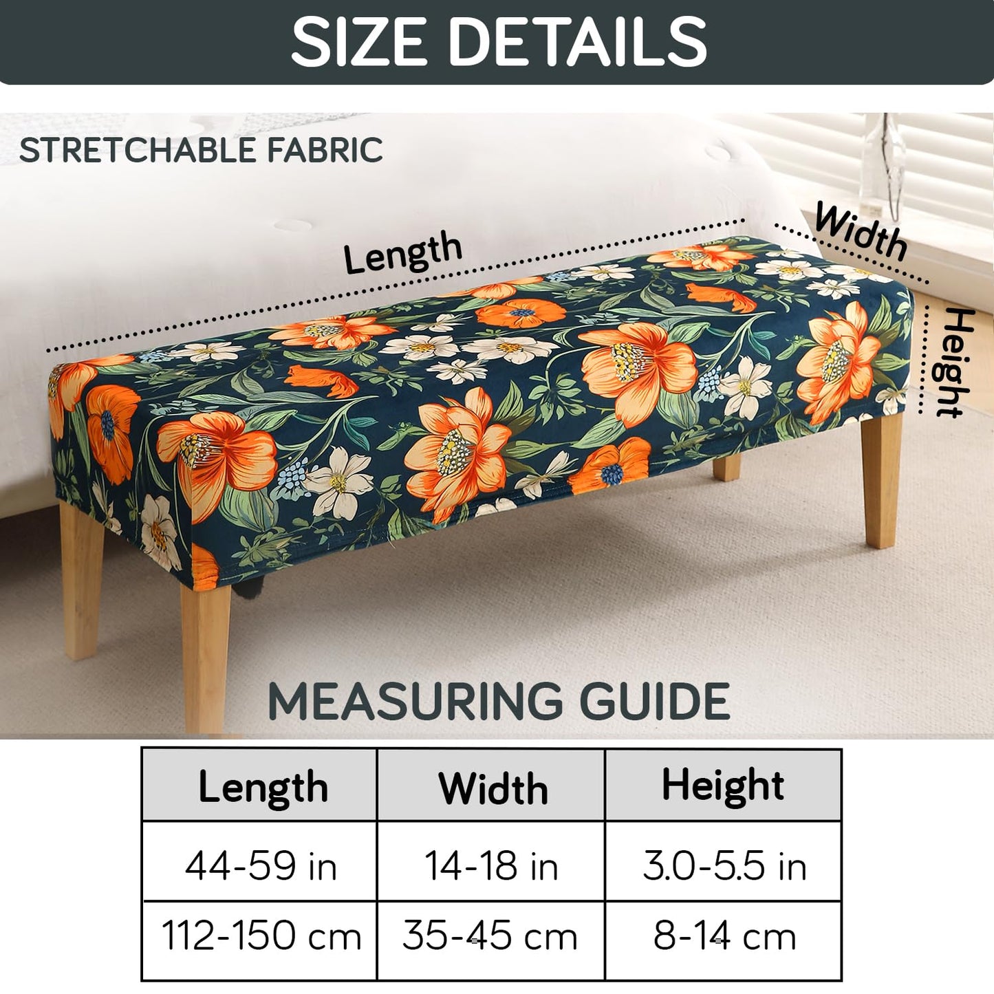 Premium Printed Velvet Dining Bench Cover, Teal Twilight Garden