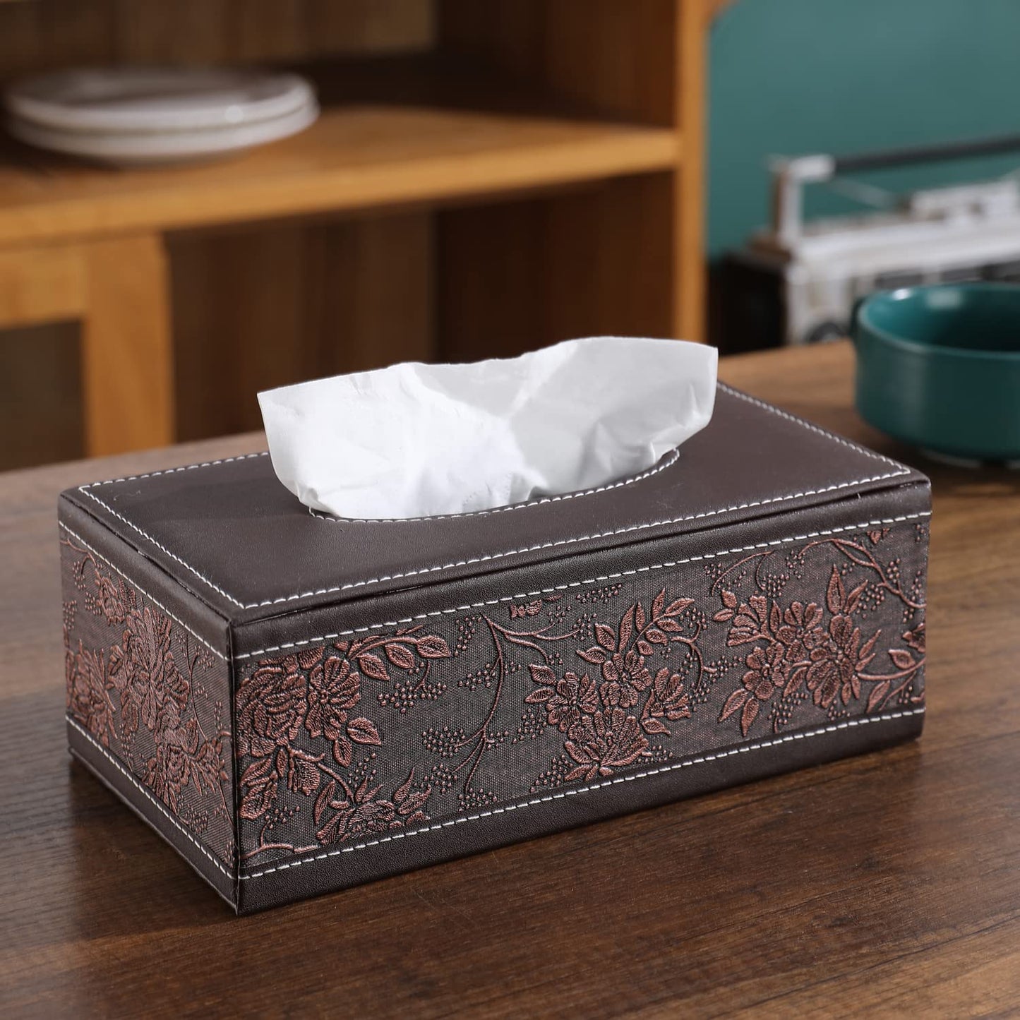 buy stylish premium brown leatherite tissue paper holder | HOKIPO
