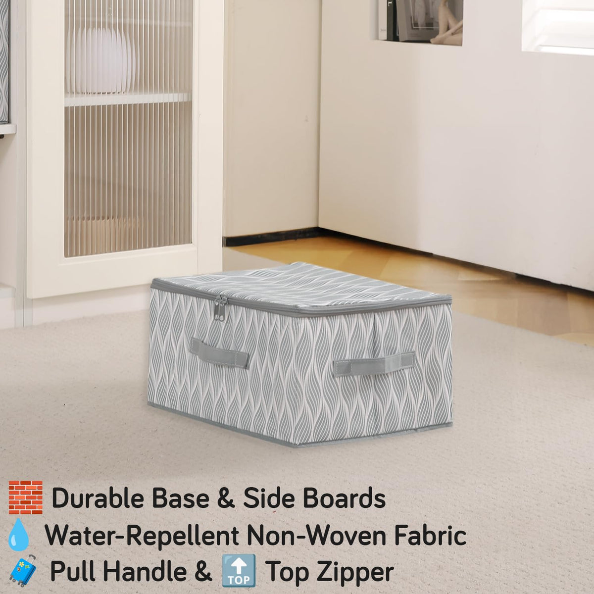 Foldable Clothes Organizer Box | Durable Non-Woven Storage with Zipper & Handle