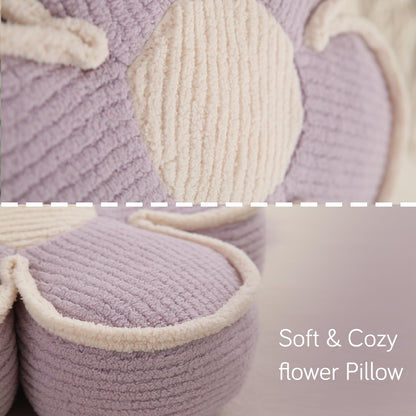 HOKIPO Plush Cotton Flower Cushion | Decorative Throw Pillow for Bed & Sofa - Lavender Fog
