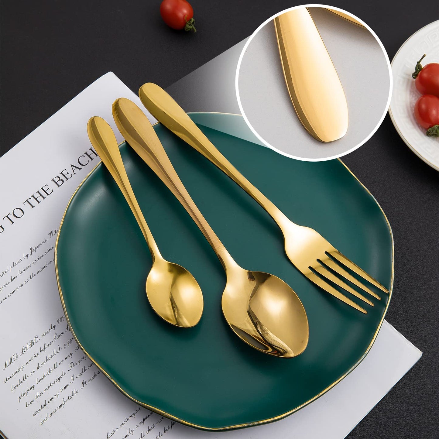 Gold Cutlery Set of 18 / 24 Pcs Stainless Steel Flatware Set, Mirror Finish with Gift Box