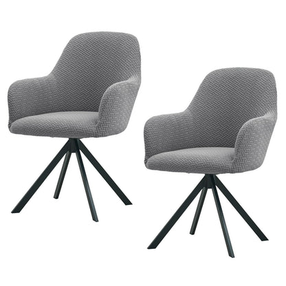 Premium Jacquard Fully Covered Cover for Swivel Dining Chair with Arms, Grey