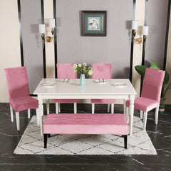 Elastic Fitted Dining Bench Slipcover, Pink