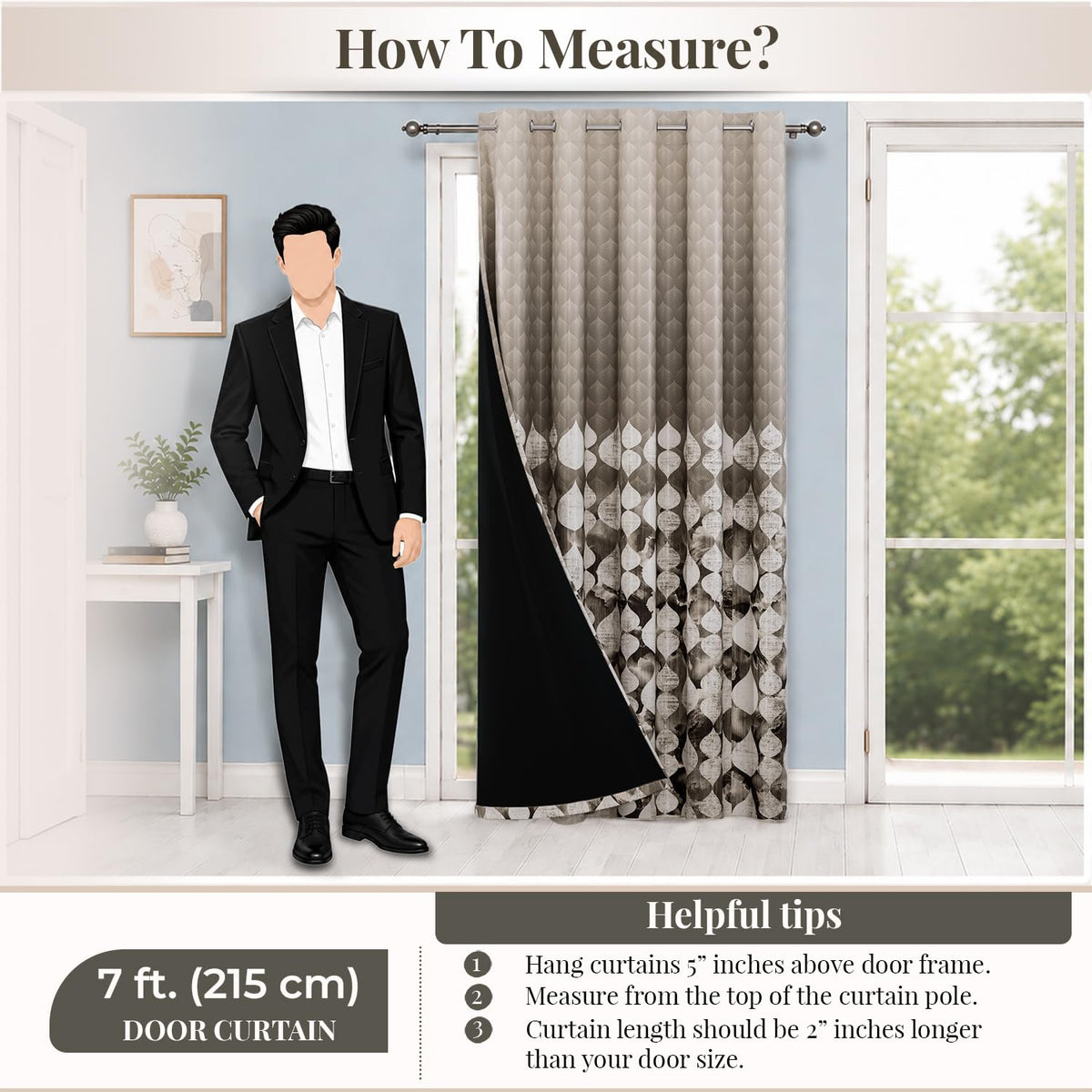 HOKIPO Twilight Curtains, 7 Feet Long - Raindrop Mosaic Beige - image 8