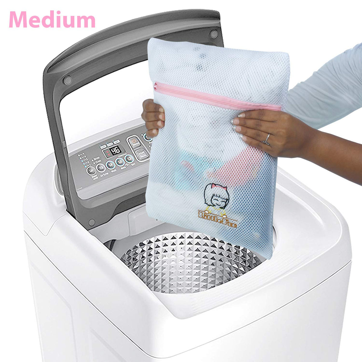Premium Dual Layered Mesh Bags for Laundry Clothes Washing Bag, Pack of 3 (White)