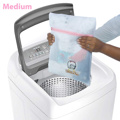 Premium Dual Layered Mesh Bags for Laundry Clothes Washing Bag, Pack of 3 (White)