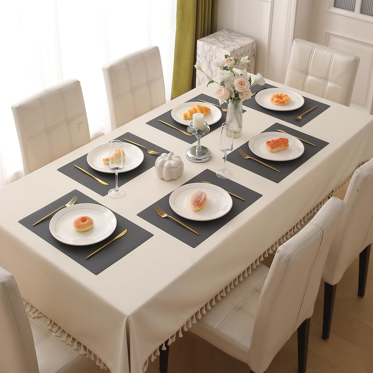 Buy charcoal black pp waterproof placemat set of 6