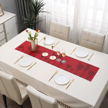 Buy Cherry Red Colour PVC Table Runner Online - HOKIPO | Har Ghar Ka Humsafar
