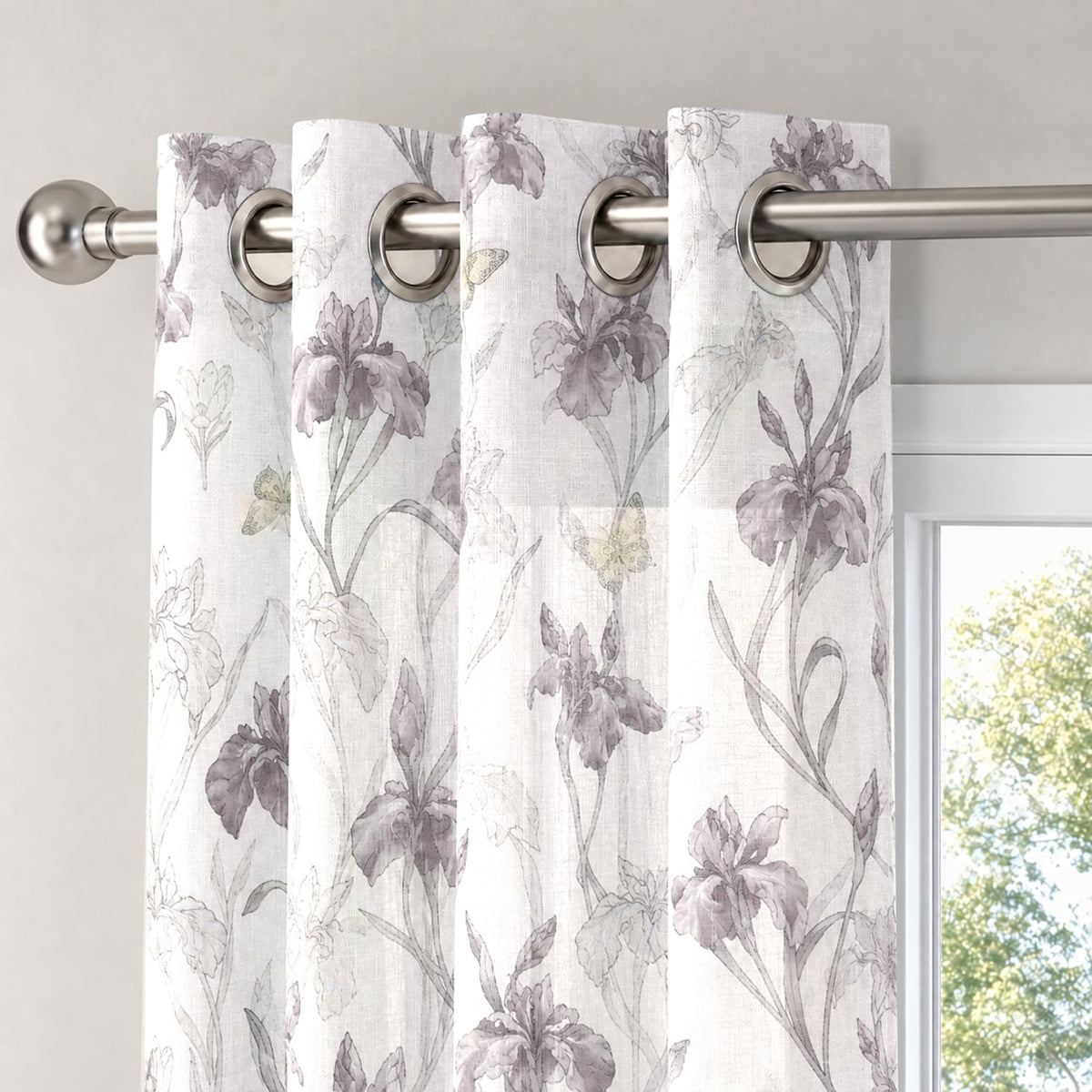 HOKIPO Iris Sheer Curtains, 7 Feet Long - Purple - image 6