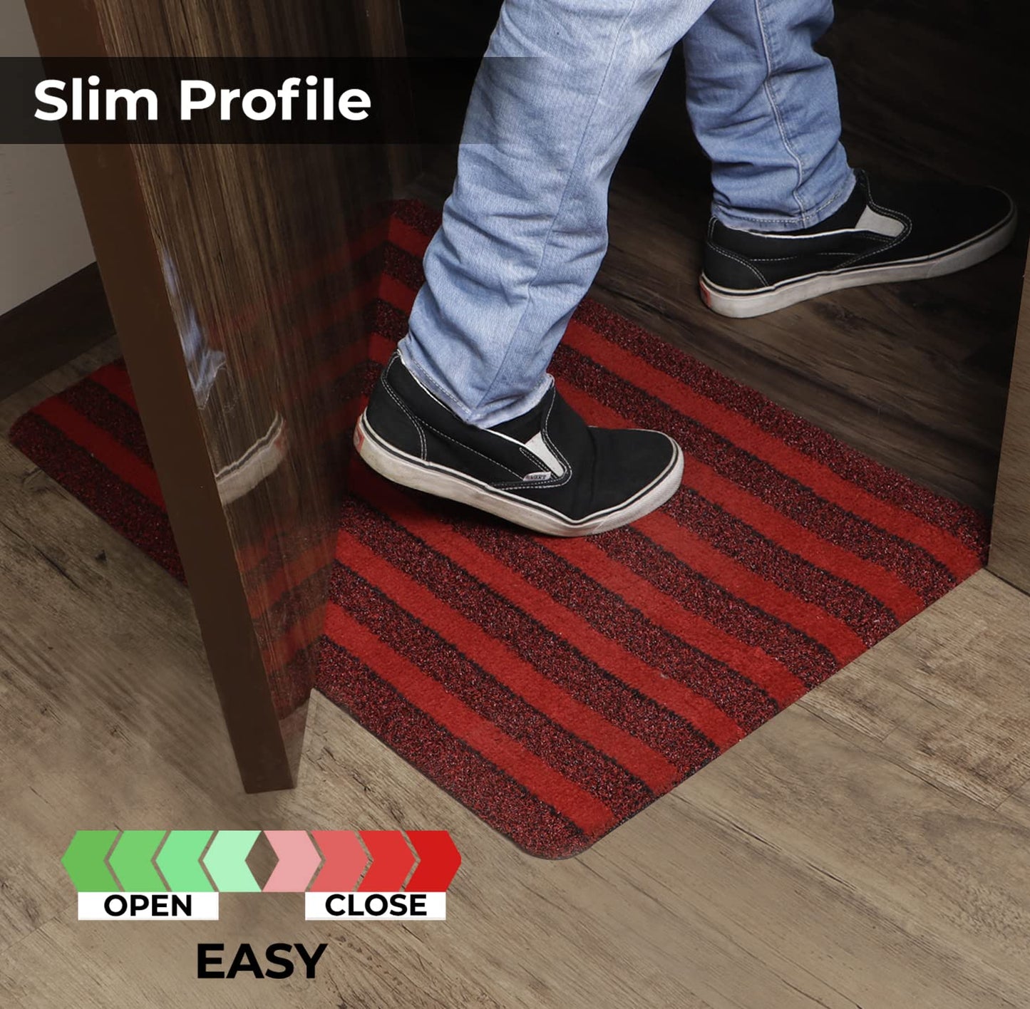 Modern Rectangular Door Mat (Red, Pvc, Microfiber, 48X78 Cm)