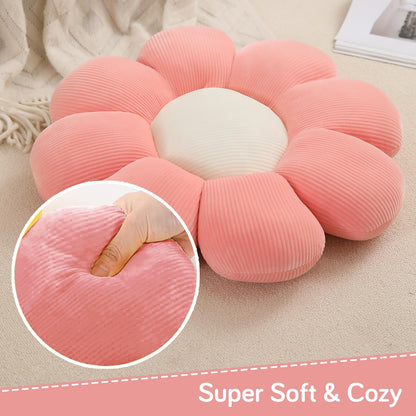 Luxury Flower Plush Decorative Pillow – Ultra-Soft Seating Cushion (42 cm, Baby Pink)