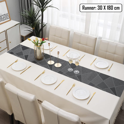 PVC Table Runner, Abstract Black