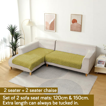 HOKIPO Premium Pebble Milk Velvet L Shape Sofa Cover Mat, Pristine Green