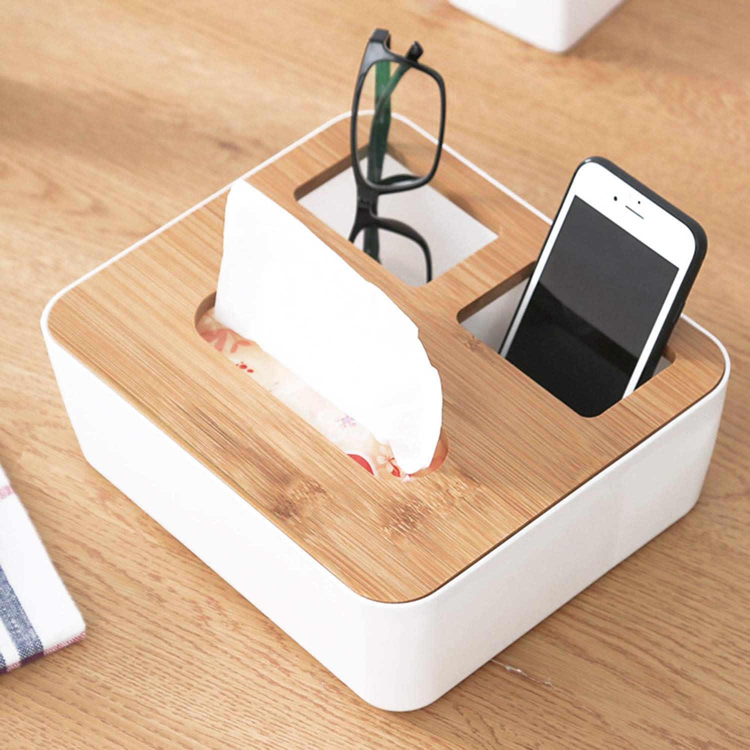 Buy White Tissue Box with Home & Desk Organizer | HOKIPO