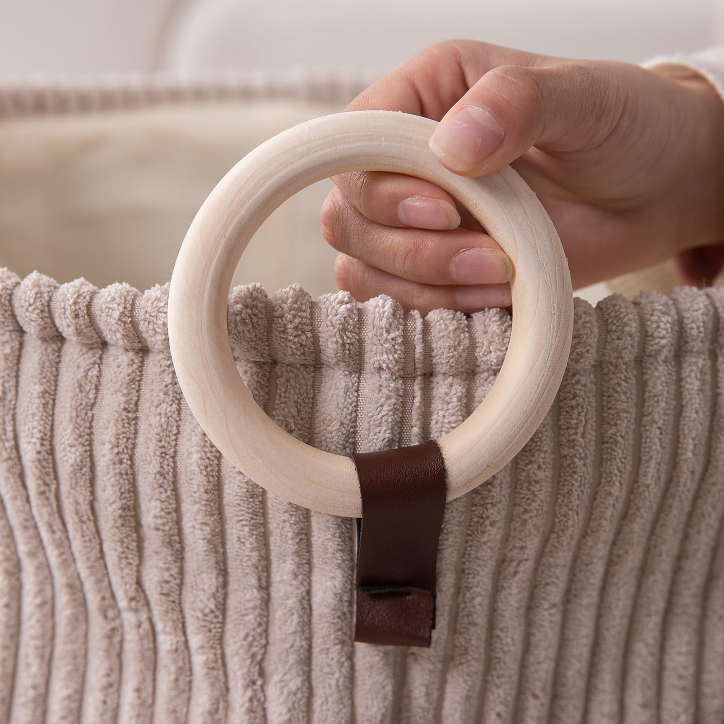 Folding Laundry Bag for Clothes Hamper, Collapsible Storage Basket, 43 x 35 x 35 cm Cream