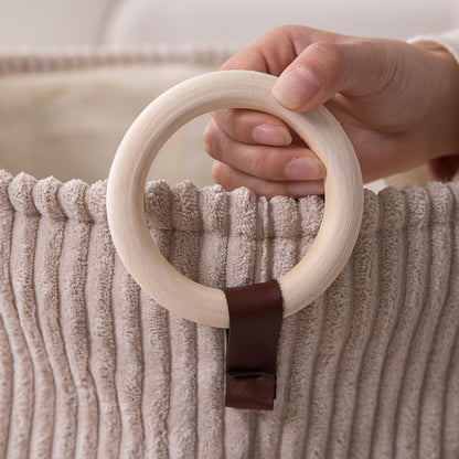 Folding Laundry Bag for Clothes Hamper, Collapsible Storage Basket, 43 x 35 x 35 cm Cream