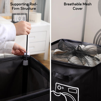Laundry Basket Bag with Wheels Hamper, Black