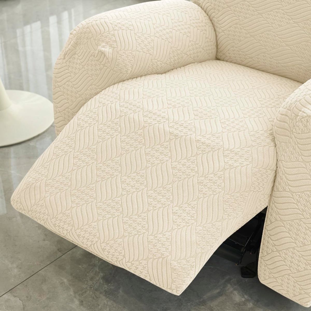 Premium 170 GSM Jacquard Fully Covered Recliner Sofa Cover for 1/2/3 Seaters, Beige