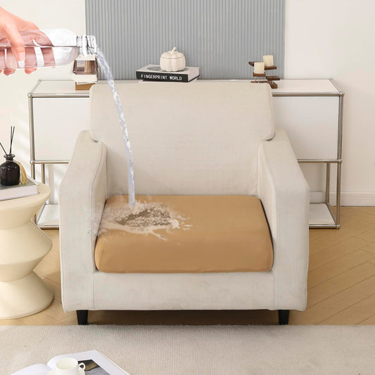 100% Waterproof Stretchable Seat Couch Cushion Cover for 1/2/3 Seater, Camel