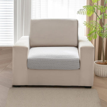 Stretchable Thick Jacquard Textured Seat Couch Cushion Cover for 1/2/3 Seaters, Light Grey