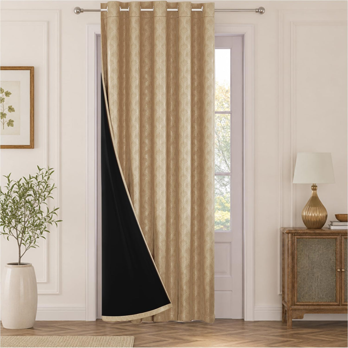 HOKIPO Palmea True Blackout Curtains, 7 Feet Long - Tan - image 2