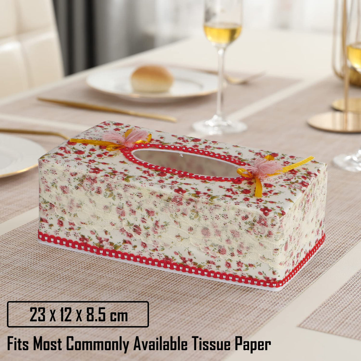 Plastic Tissue Paper Holder, Flower Red