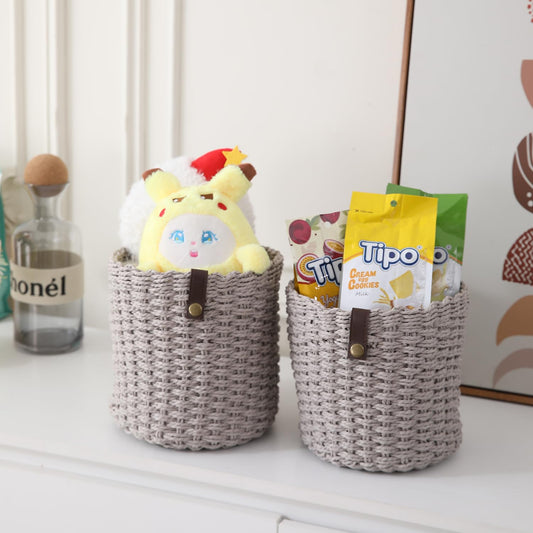 Eco-Friendly Paper Rope Storage Basket, Set of 2, Grey