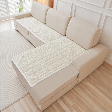 Buy Pearl White Italian Caelora Luxury Jacquard Plush L Shape Sofa Cover