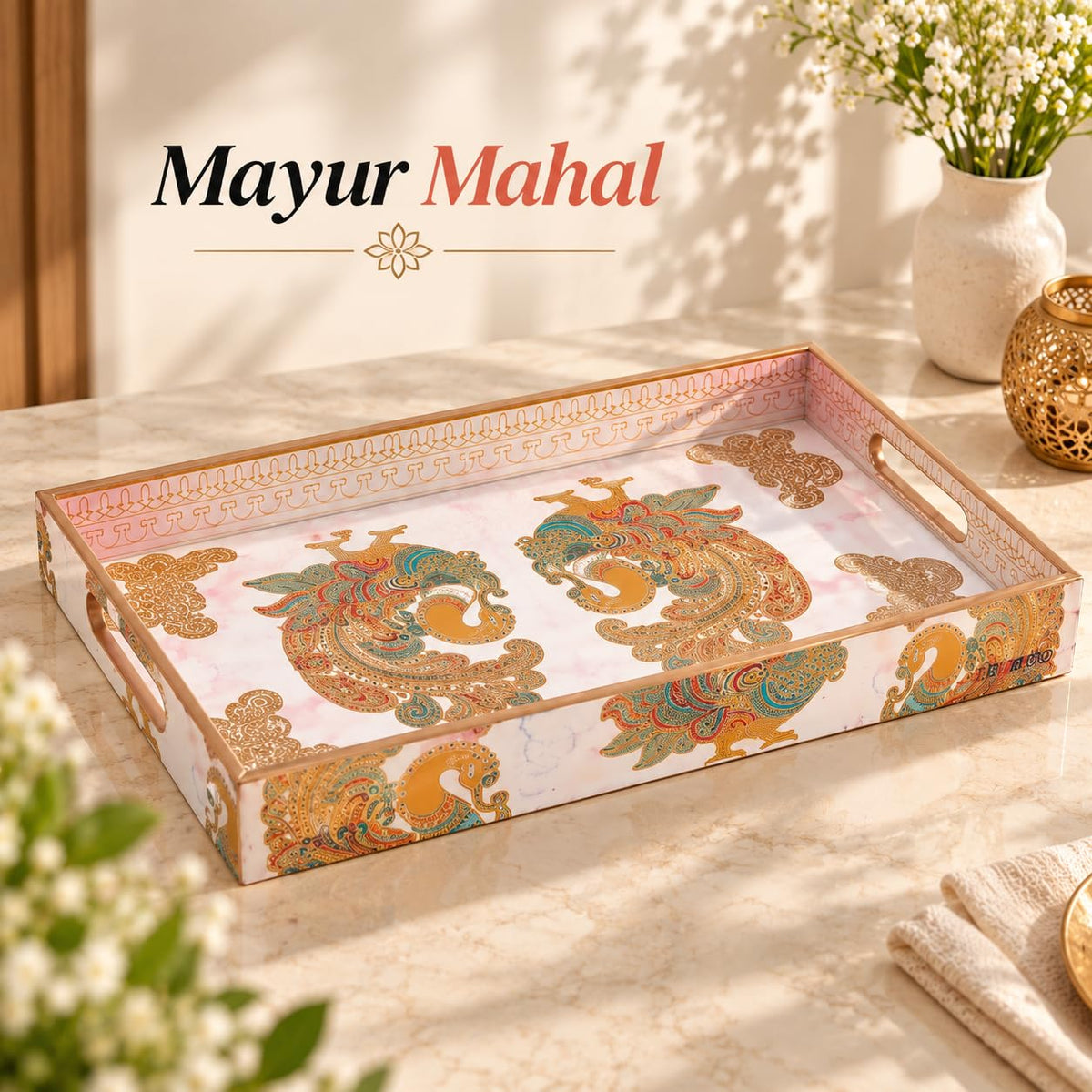 HOKIPO Serving Tray Set of 3, Engineered Wood, Mayur Mahal - image 2