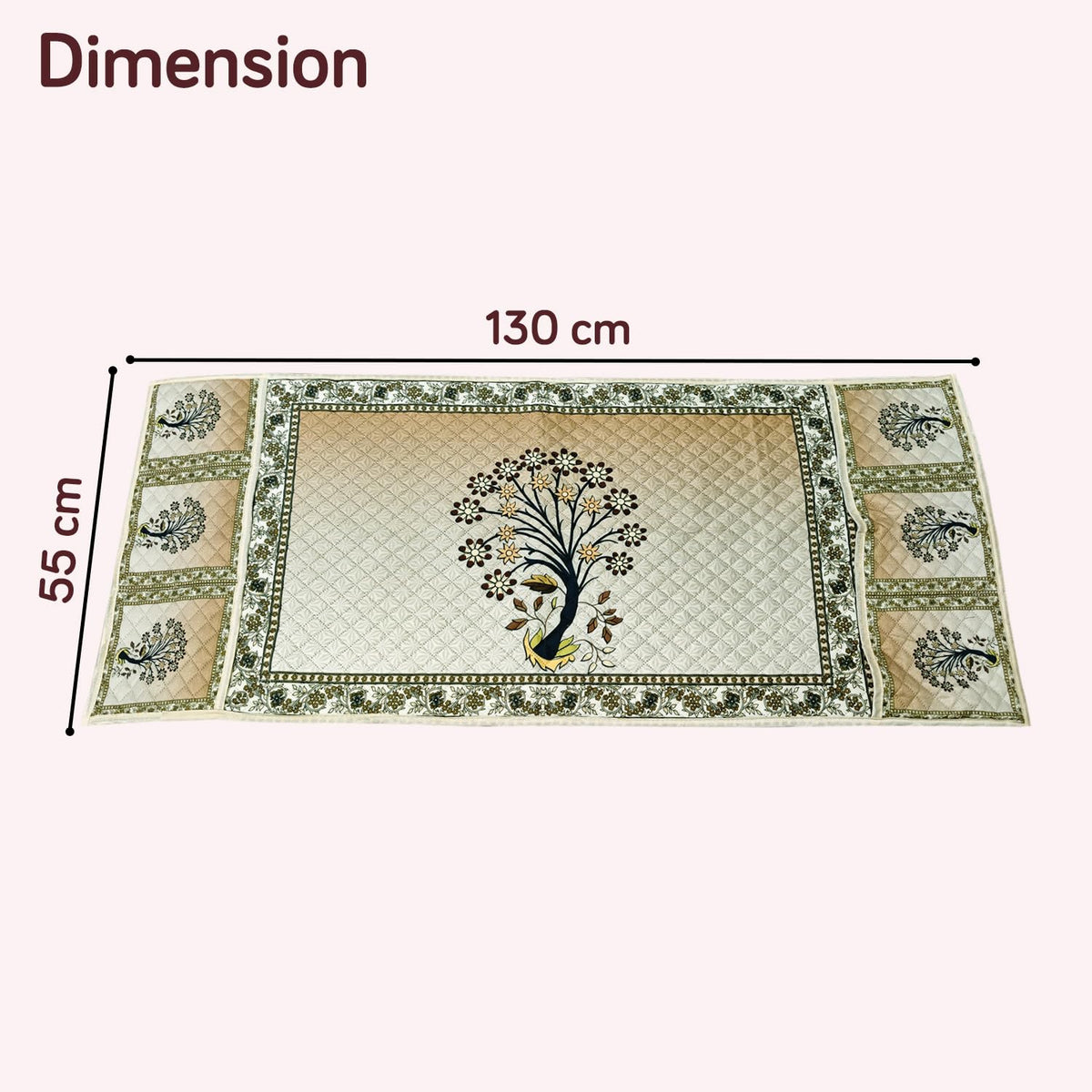 Eternal Floral Printed Quilted Fridge Top Cover with side Pockets - Ornate Tree