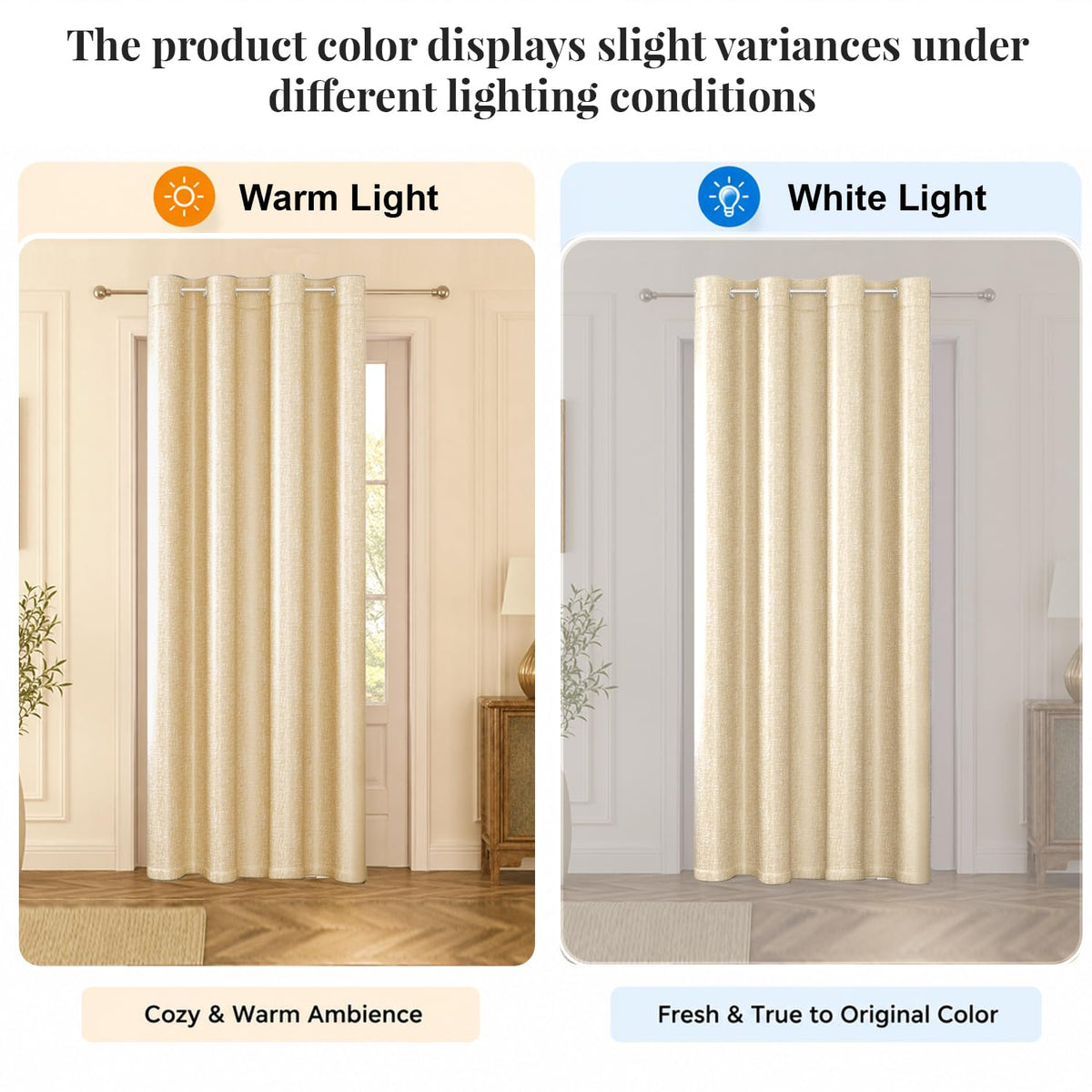 HOKIPO Imperia Eyelet Curtains, 7 Feet Long - Accent Beige - image 6