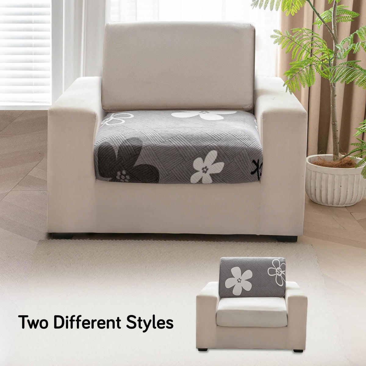 Stretchable Thick Fleece Textured Seat Couch Cushion Cover for 1/2/3 Seater, Moon Grey