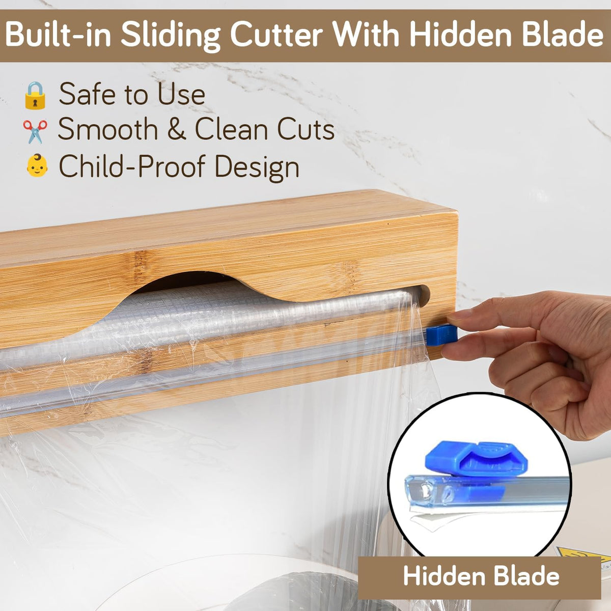 Bamboo 1-Slot Wrap Dispenser | Foil, Cling & Butter Paper Cutter