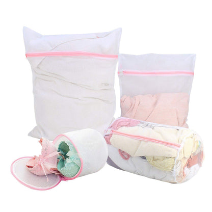 Mesh Laundry Clothes Washing Bag, Pack Of 4, White