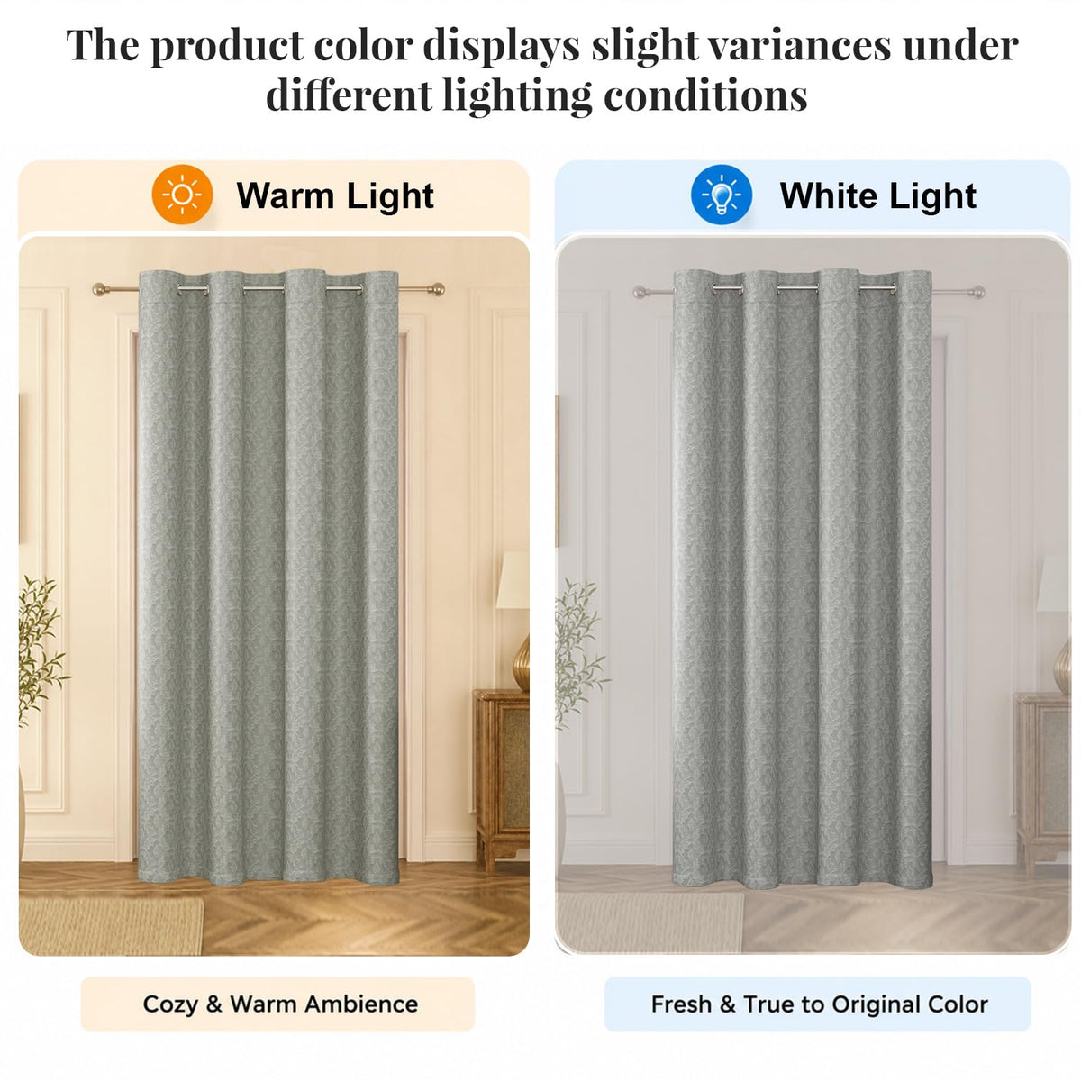 HOKIPO Marrakesh Jacquard Eyelet Curtains, 7 Feet Long - Muted Grey - image 6