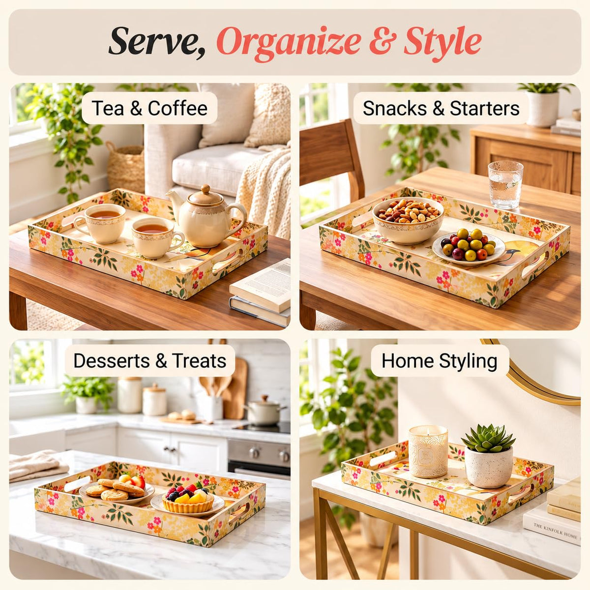 HOKIPO Serving Tray Set of 3, Engineered Wood, Sunhere Parinday - image 5