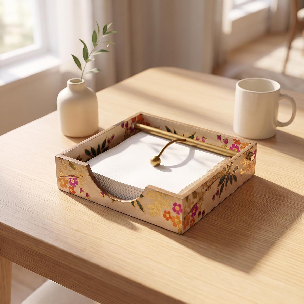 HOKIPO Napkin Holder for Dining Table, Engineered Wood, Shahi Gulnaar - image 12