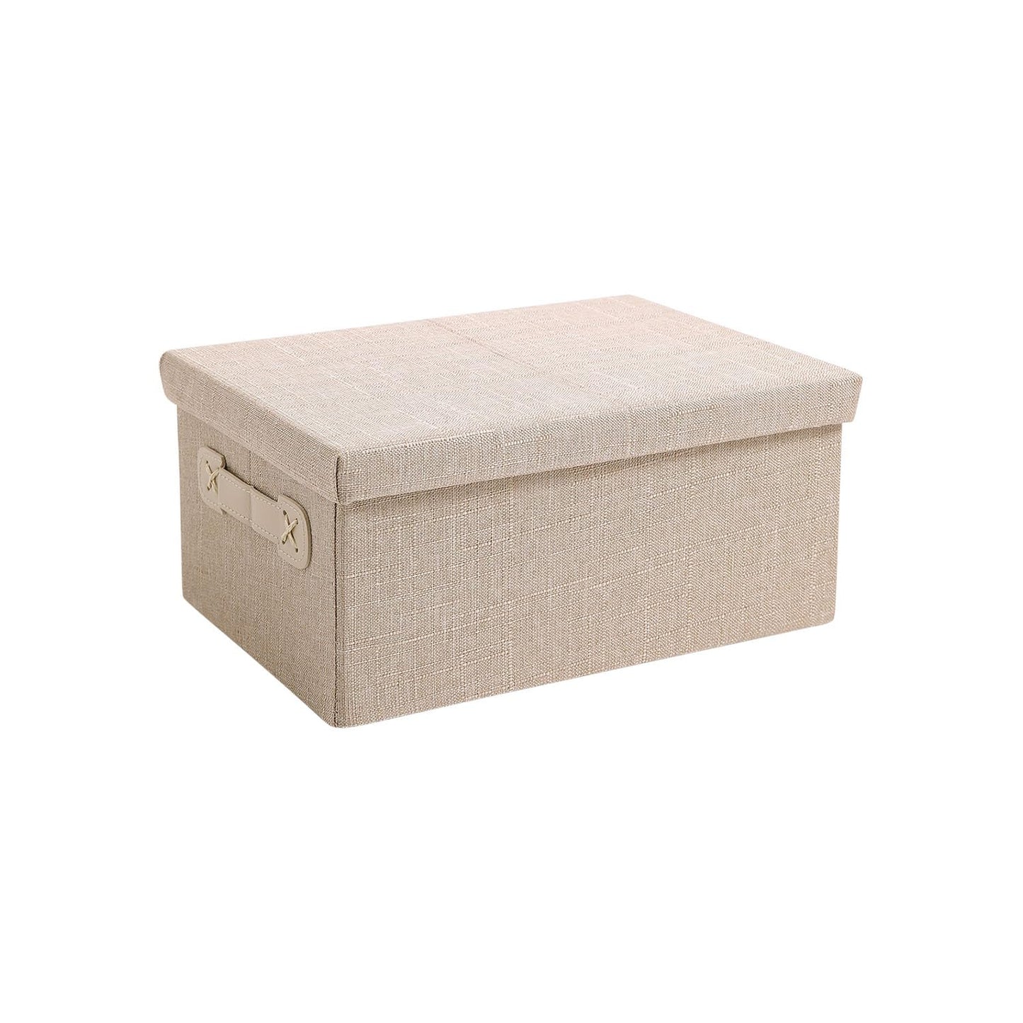 Organisers Storage Box with Lid, Beige, Pack of 1/2