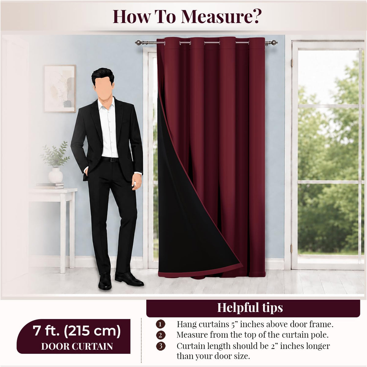 HOKIPO Midnight True Blackout Curtains, 7 Feet Long - Maroon - image 6