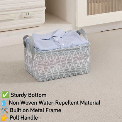 Foldable Wardrobe Storage Basket | Non-Woven Bin with Metal Frame & Handles