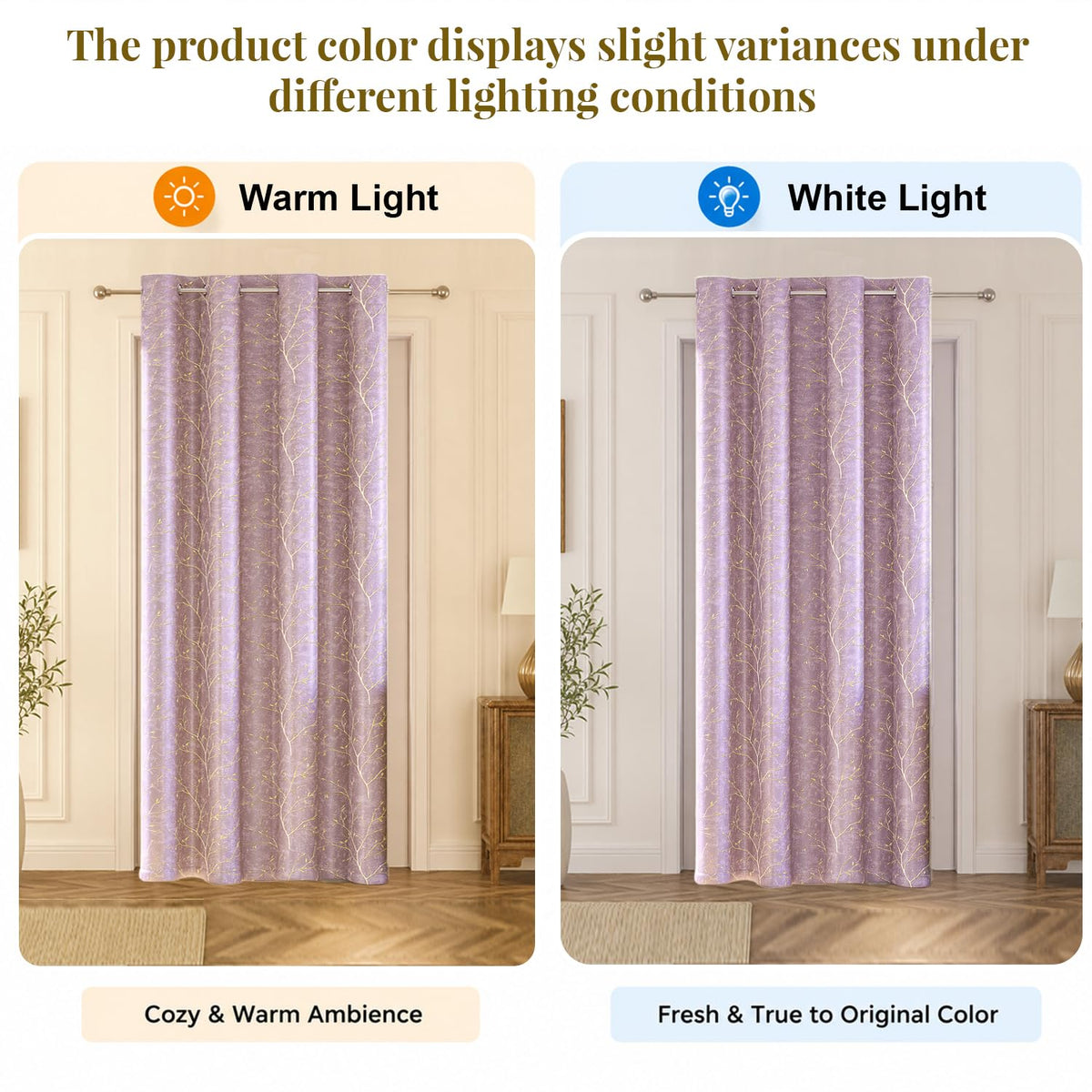 HOKIPO Shimmer Foil Printed Curtains, 7 Feet Long - Onion Pink - image 6