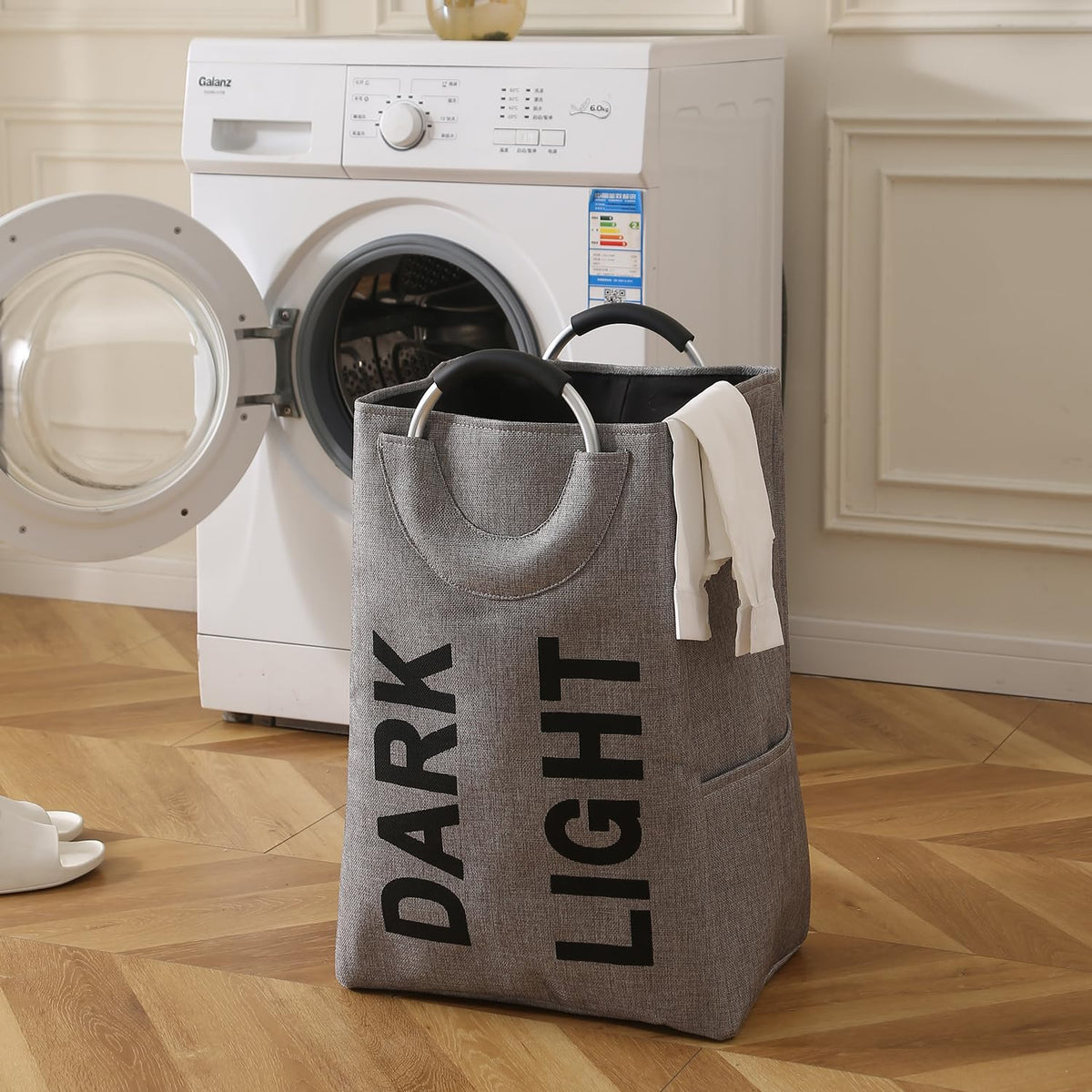 Folding Laundry Bag for Clothes Hamper Basket Collapsible Storage Basket, Grey