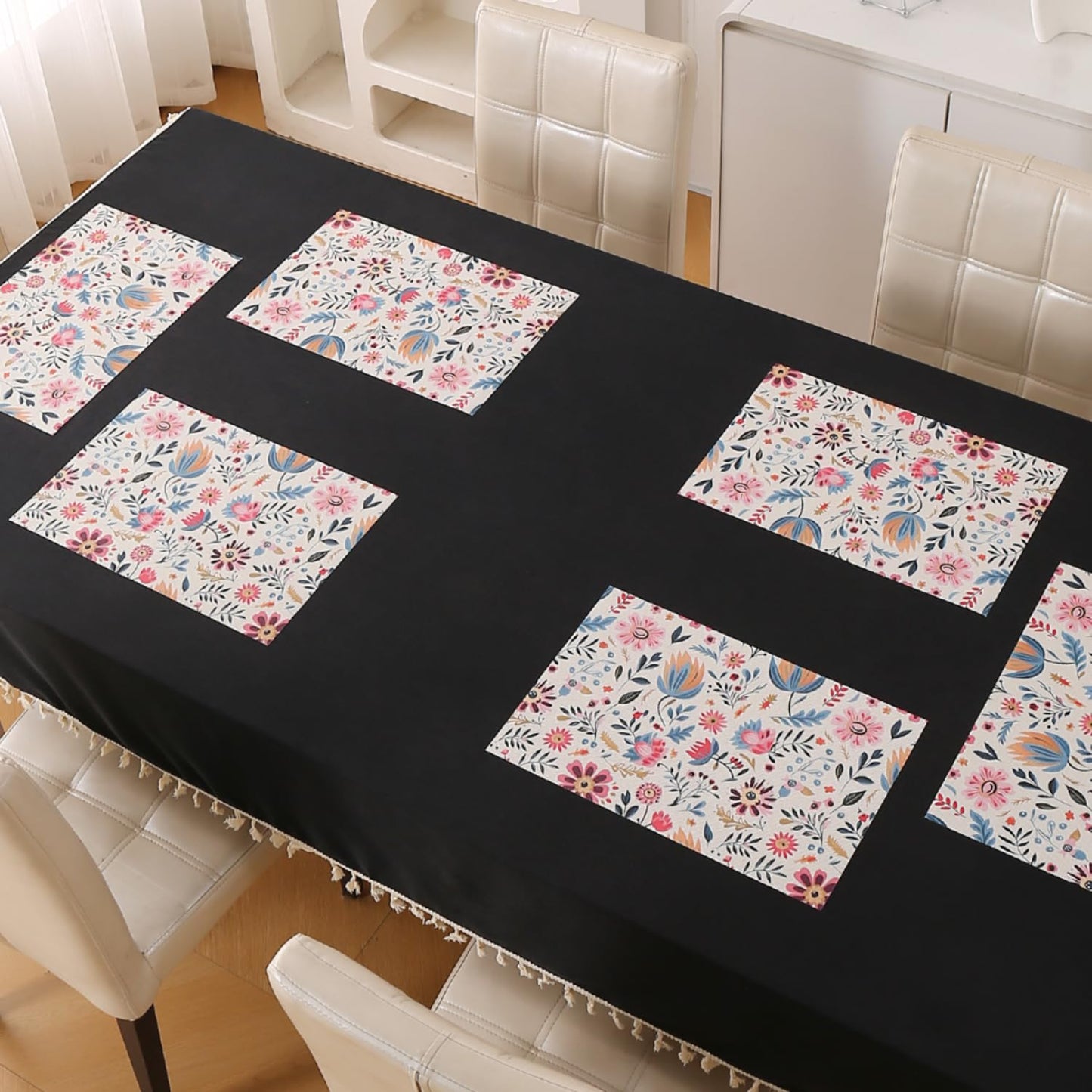 Artistic Flora PVC Washable Mats for Dining Table - Wild Daisies