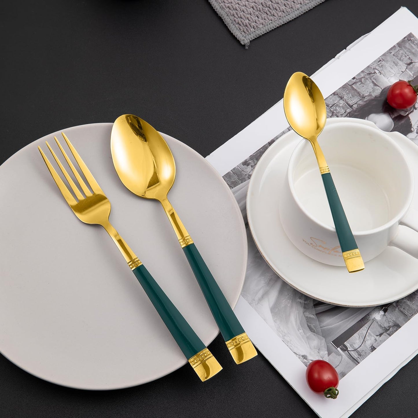 Cutlery Set of 18 / 24 Pcs Stainless Steel Flatware Set, Mirror Finish - Gold